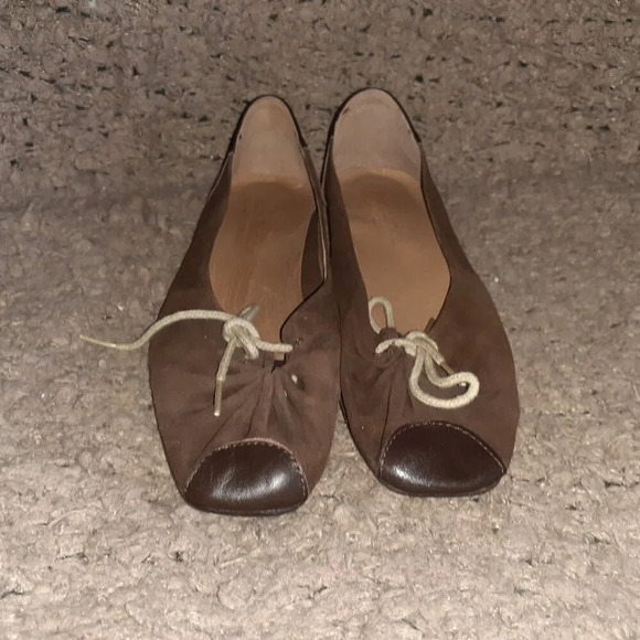 SUNDANCE-Soft Brown Suede-Leather Accents-Tie-Up-Ballet Flats-Sz 38-NWOB - Picture 3 of 7